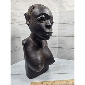 Shona Tribe Woman Solid Wood Carved Women Bust Topless Nude